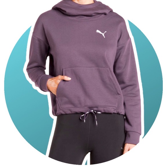 Puma Tops - Puma Elite Cowl Neck Fleece Woman’s Pullover Hoodie w/ties Size Large || Purple